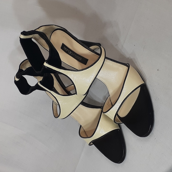 Sergio Rossi cream and black leather heels size 36.5 size 6.5 - Picture 3 of 10